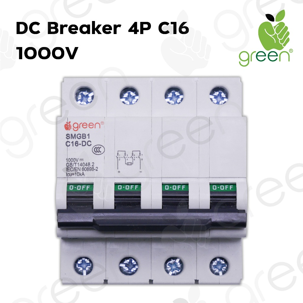 AppleGreen เบรคเกอร์ไฟฟ้ากระแสตรง ใช้กับระบบโซล่าเซลล์ hV3O Circuit DC Breaker 4P 16A 1000V MCB