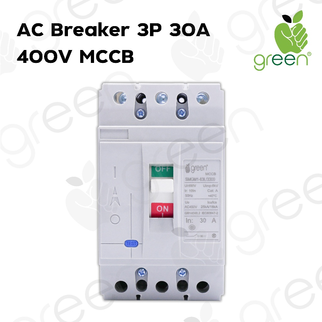 AppleGreen  เบรคเกอร์ไฟฟ้ากระแสสลับ สำหรับงานไฟฟ้า 3 เฟส MCCB AC Circuit Breaker 3P AC 400V 30A