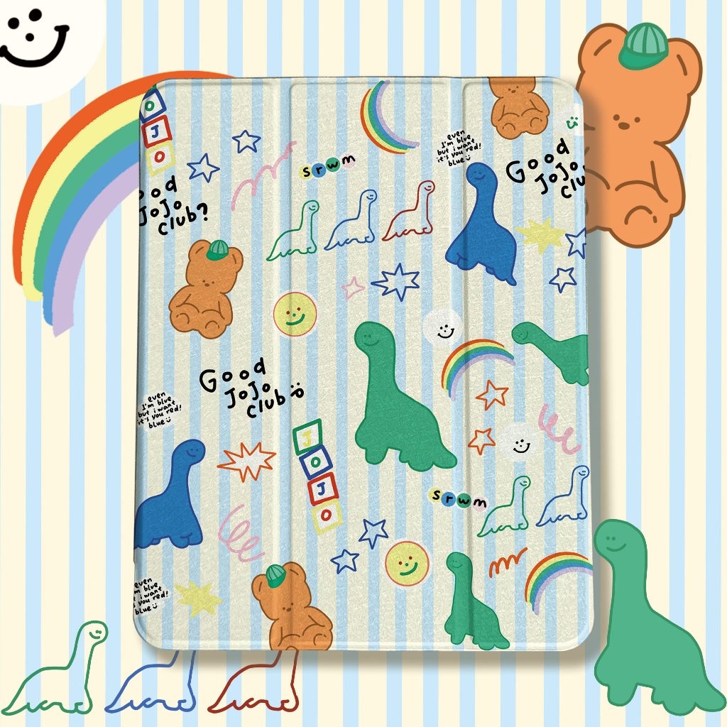 24 ชั่วโมง เคสป้องกัน iPad ไดโนเสาร์น่ารัก Gen9 Air5 10.9 พร้อมถาดใส่ปากกา เคสไอแพด Pro11 2024 AIR6