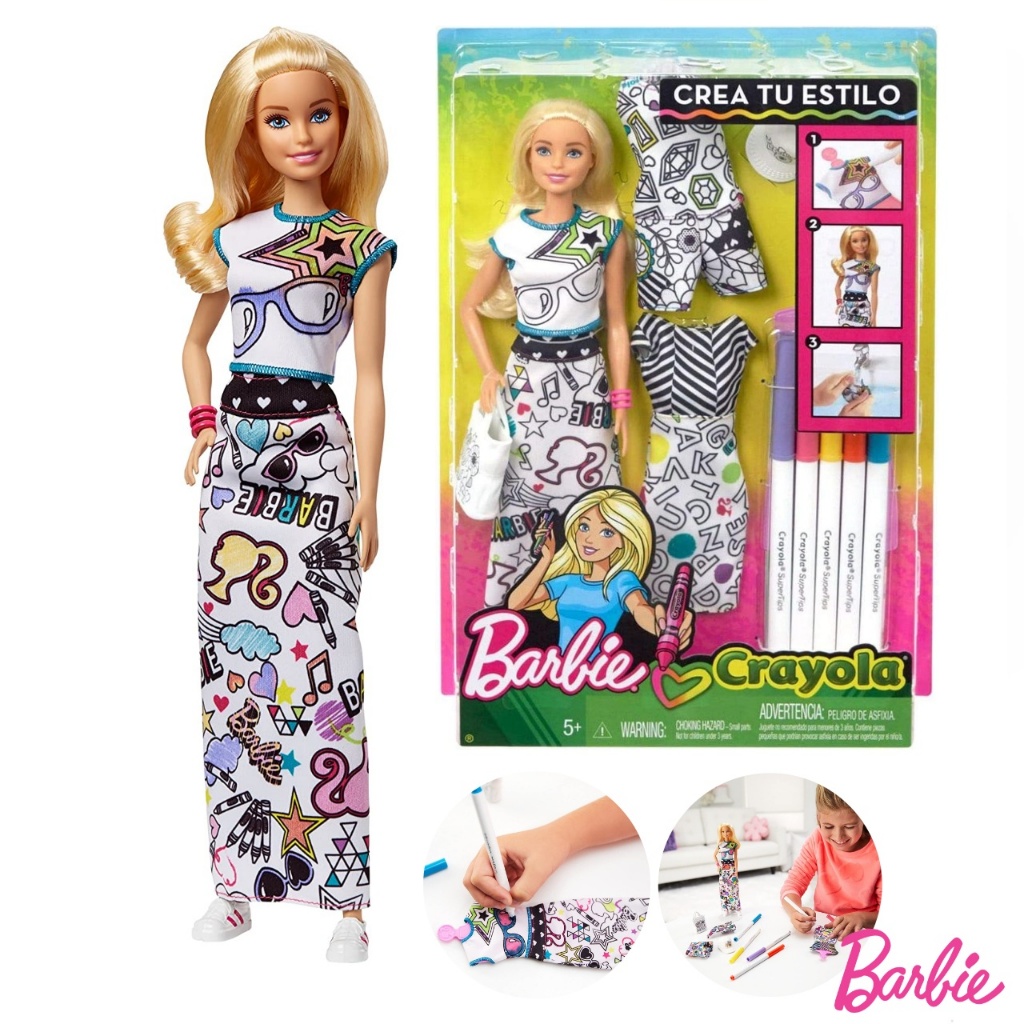 **ราคาพิเศษ** Barbie Crayola Color Stamp Fashion ตุ๊กตา บาร์บี้ ลิขสิทธิ์แท้100% ออกแบบชุดได้ FRP05 ของขวัญ ตุ๊กตาบาร์บี