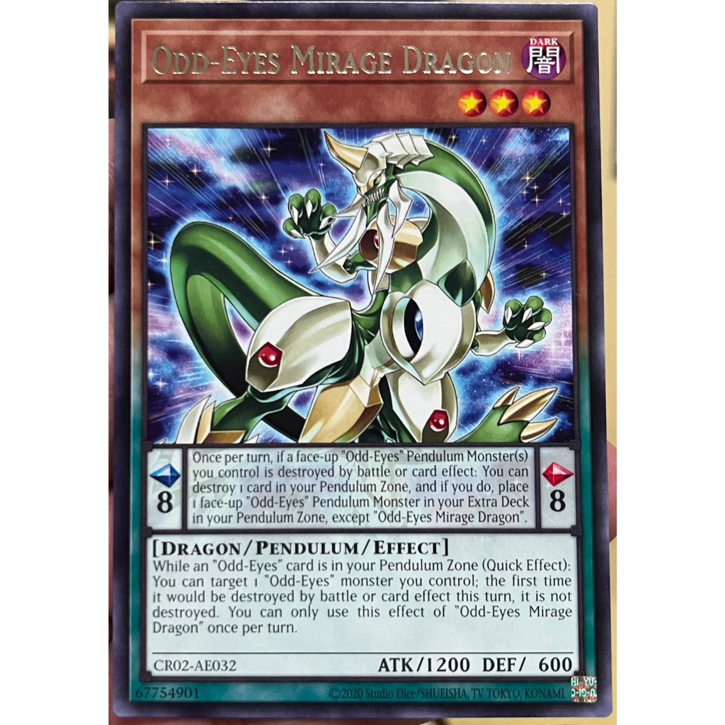 Yugioh Asia-Eng [CR02-AE032] Odd-Eyes Mirage Dragon (Rare) การ์ดยูกิแท้ถูกลิขสิทธิ์
