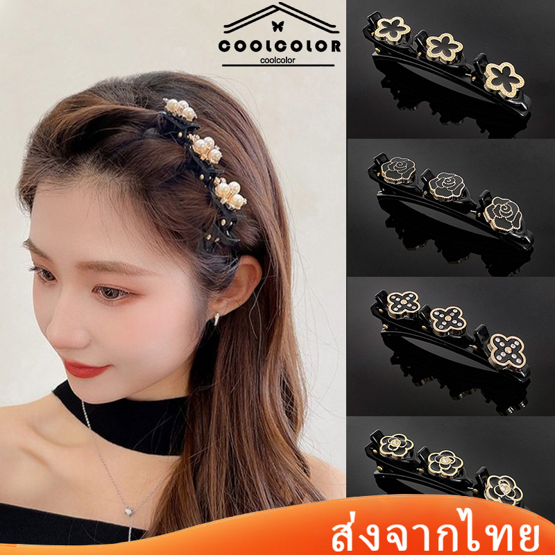 ในไทย💖กิ๊บติดผมไข่มุกลายดอกไม้สีดําสไตล์เกาหลีแฟชั่นสําหรับผู้หญิงเครื่องประดับผมคุณภาพสูงความประณีต.COD