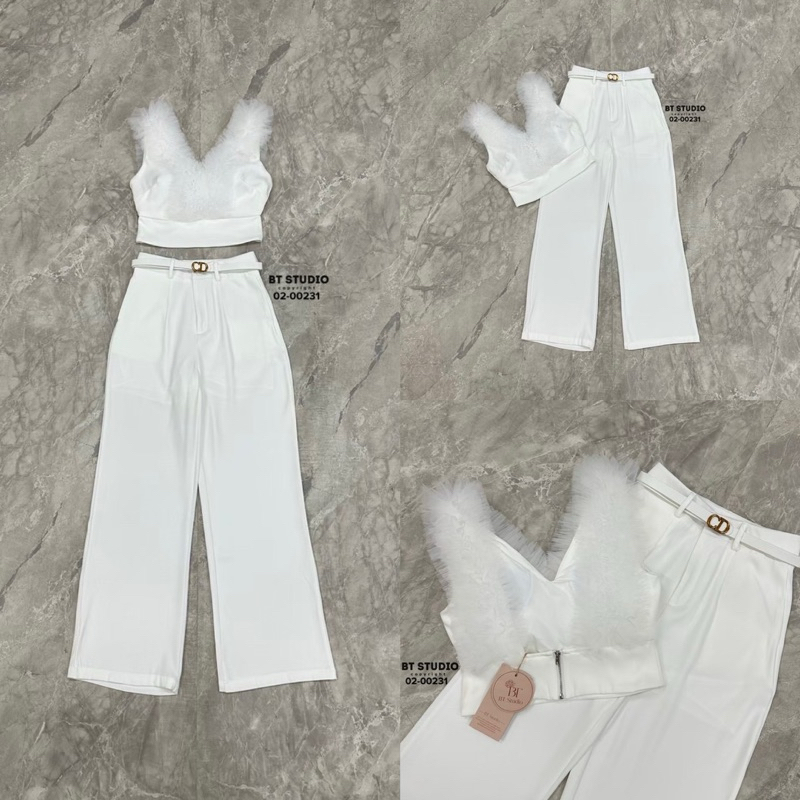 BT studio เสื้อครอป+กางเกงขายาว ชุดออกงาน#02-00231