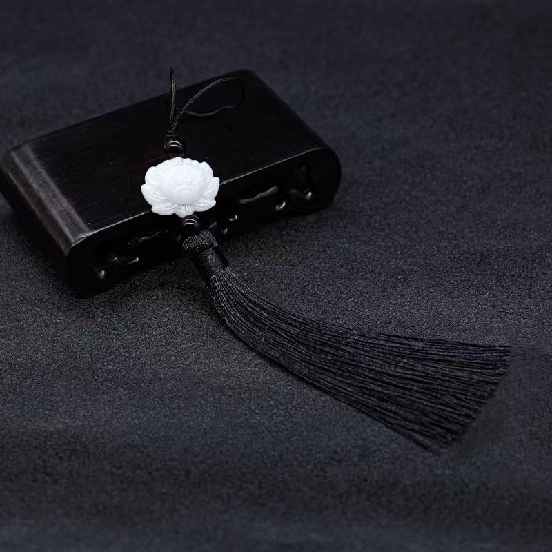 🍊🍊HP🍊🍊 จี้หยกสีขาว รูปดอกบัว สไตล์จีนโบราณ หรูหรา (พร้อมส่ง) - รูปที่ 4