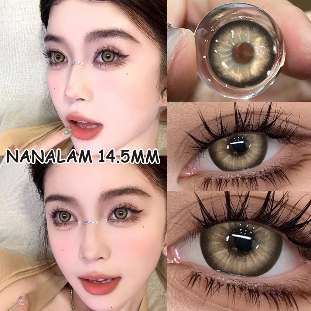 แว่นตาสายตาสั้น{เกรด -1.00~-6.00} 🌷 NANALAM Series Brown คอนแทคเลนส์ Big eyes 14.5mm 2pcs