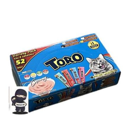 Toro Toro ขนมครีมแมวเลียรวมรส (4 สูตร ปลาโอ+ไฟเบอร์+แซลมอน+นมแพะ) แพ็ค 52 ซอง x 1 ซอง