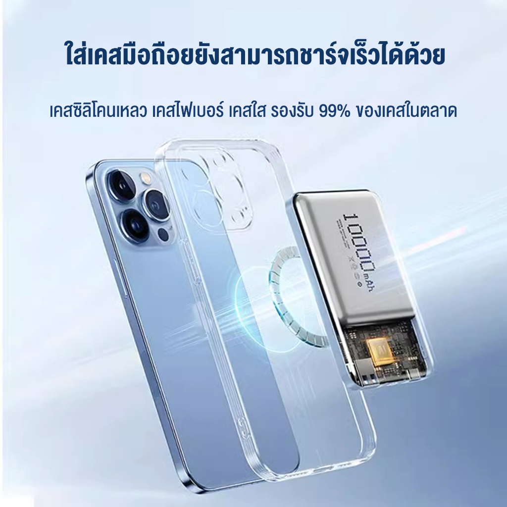 พาวเวอร์แบงค์ไร้สาย 10000mah ซาร์จเร็ว PD 20W Magnetic Powerbank แม่เหล็ก แบบพกพา ที่ชาร์จไร้สาย แบตสำรองไร้สาย - รูปที่ 5