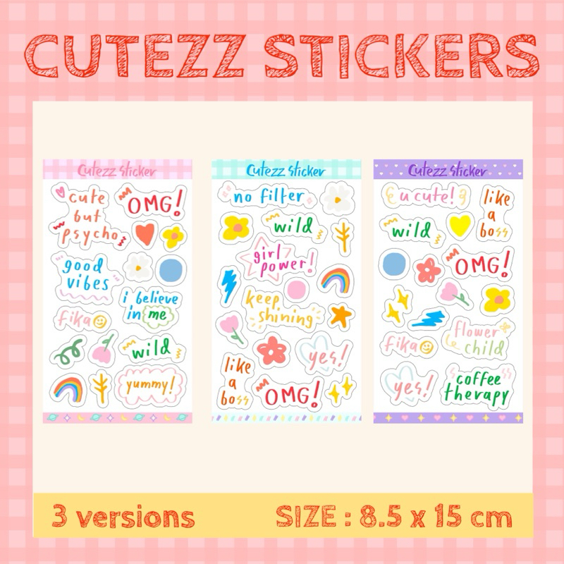 สติ๊กเกอร์ข้อความน่ารัก, Cute text stickers (PP Sticker กันน้ำ)