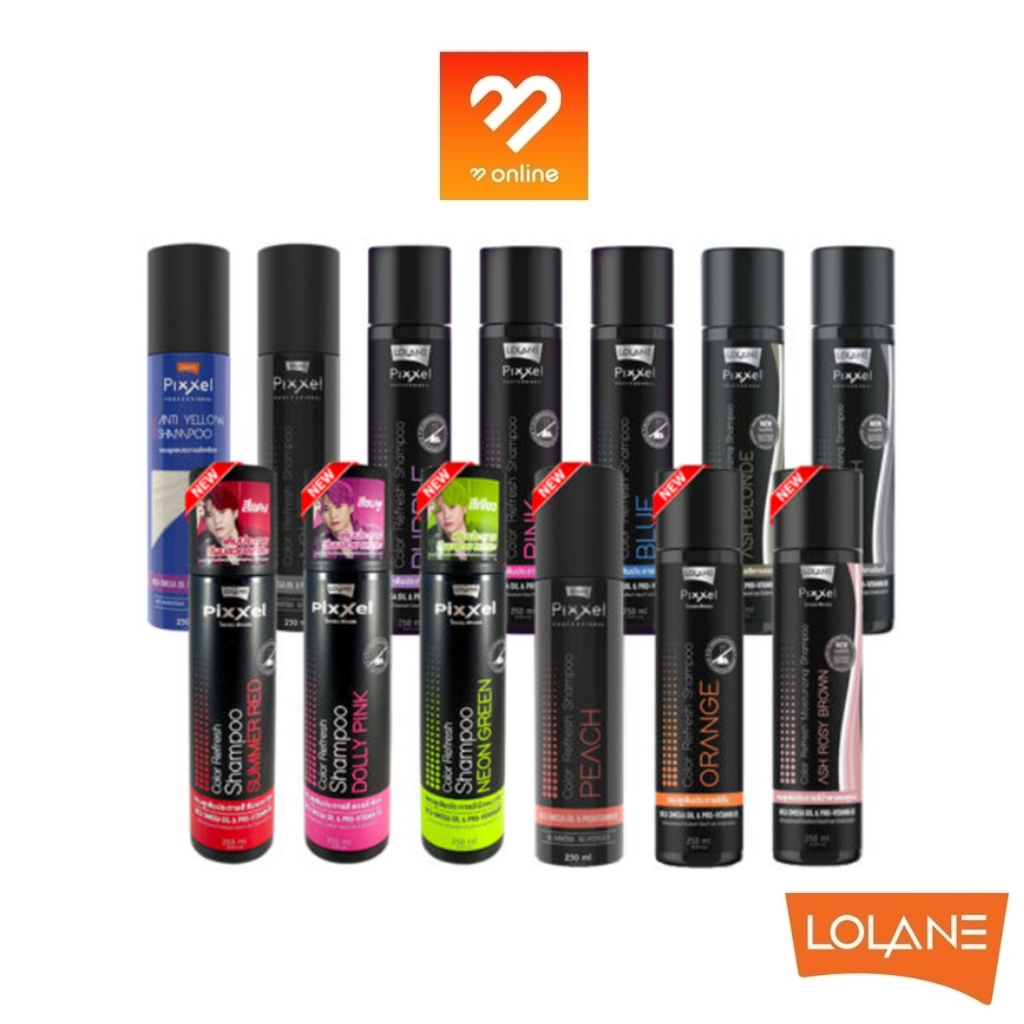 Lolane Pixxel โลแลน พิกเซล คัลเลอร์ รีเฟรช แชมพู 250 ml. มี 4 สี แชมพูเติมประกายสีผม แชมพูเทา ลดไรเหลือง 1BN