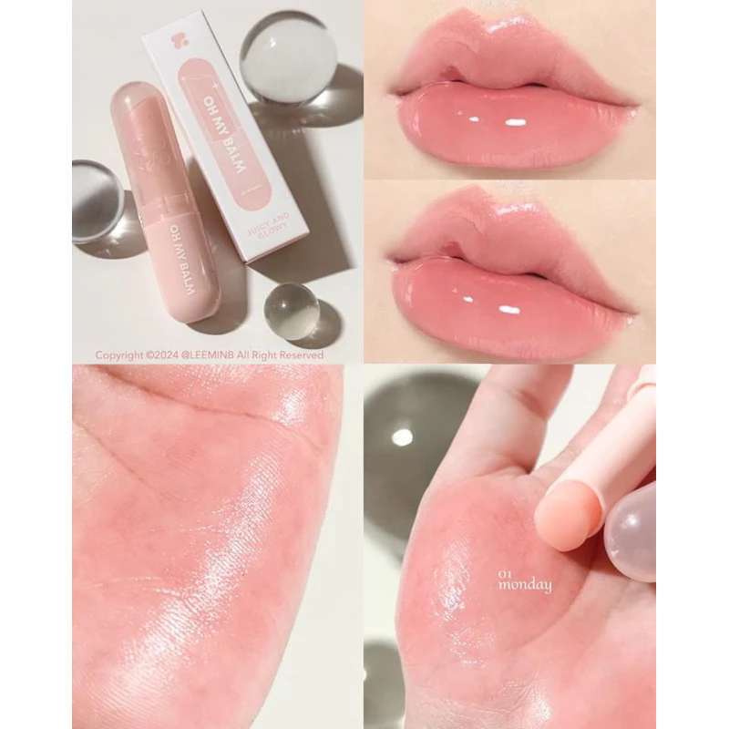 OH MY BALM juicy & glowy ลิปบาล์มเนื้อแจม #01 MONDAY (สีชมพูระเรื่อธรรมชาติ)
