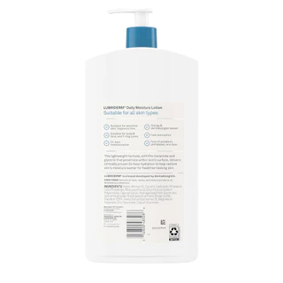 ของแท้🇺🇸 รุ่นใหม่ #สีฟ้า,สีแดง Lubriderm Fragrance Free Daily Moisture Lotion + Pro-Cer 24 fl oz.