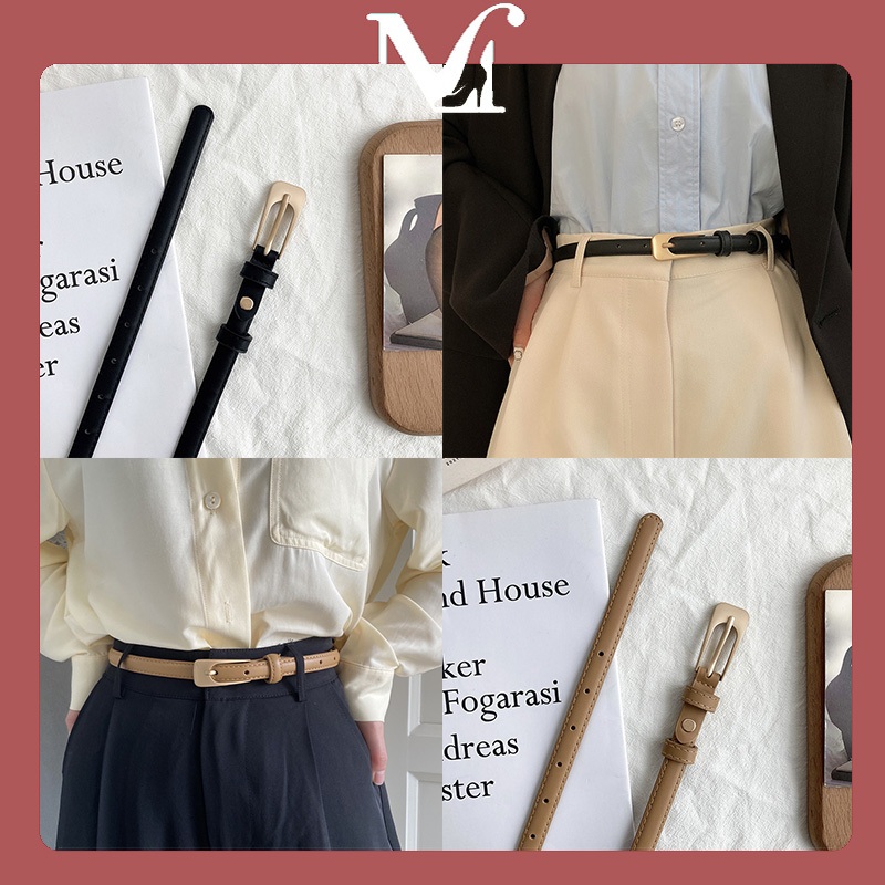 MOYENNE เข็มขัดเส้นบางที่เรียบง่ายและทันสมัย เทรนด์สไตล์เกาหลี ทรงฮิต เข็มขัดสูท มีหลายสีให้เลือก