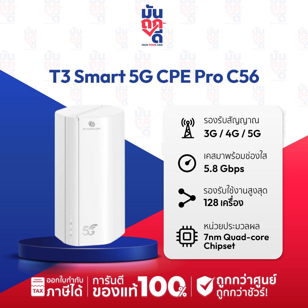 T3 5G CPE Pro C56 Router เราเตอร์ใส่ซิม 5G 4G กระจายสัญญาณ เน็ตแรง รองรับการใช้งานทั้ง 5G NR Bands และ 4G