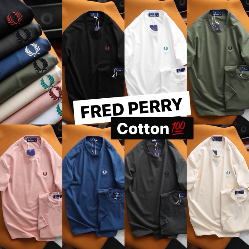 FRED PERRY BASIC T-SHIRT 🏷️ เสื้อยืดแขนสั้นคอกลม FRED PRRRY ⭐️ Cotton 💯