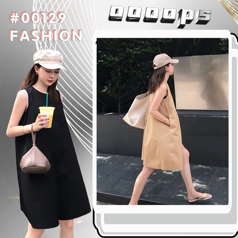 เอี้ยมผู้หญิง กางเกงเอี๊ยมสีกากี ชุดหมี เเขนกุด มีทั้งหมด2สี การออกเเบบไร้เเขวน สไตล์เกาหลี #00129