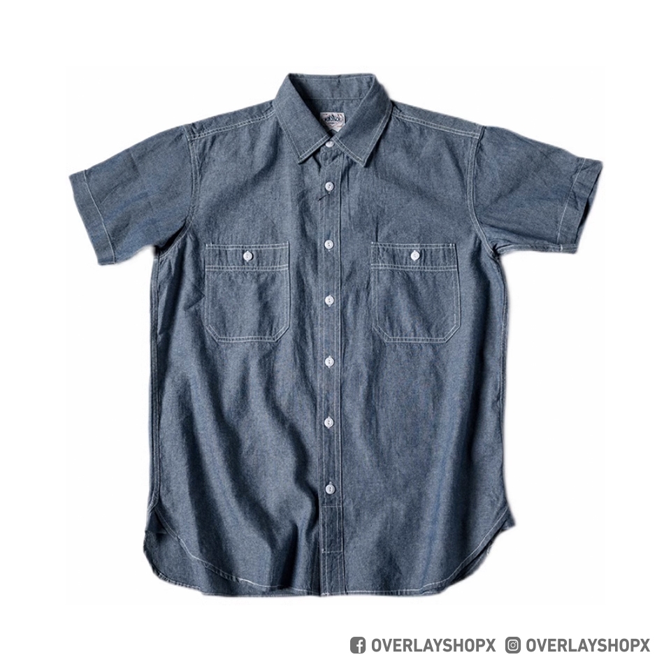 NONSTOCK CHAMBRAY SHIRT เสื้อเชิ้ต แขนสั้น แชมเบรย์ แนววินเทจ