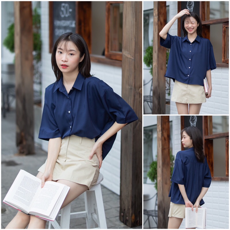 เชิ๊ตแขนสั้น Oversize พลางหุ่น #l154shop_754
