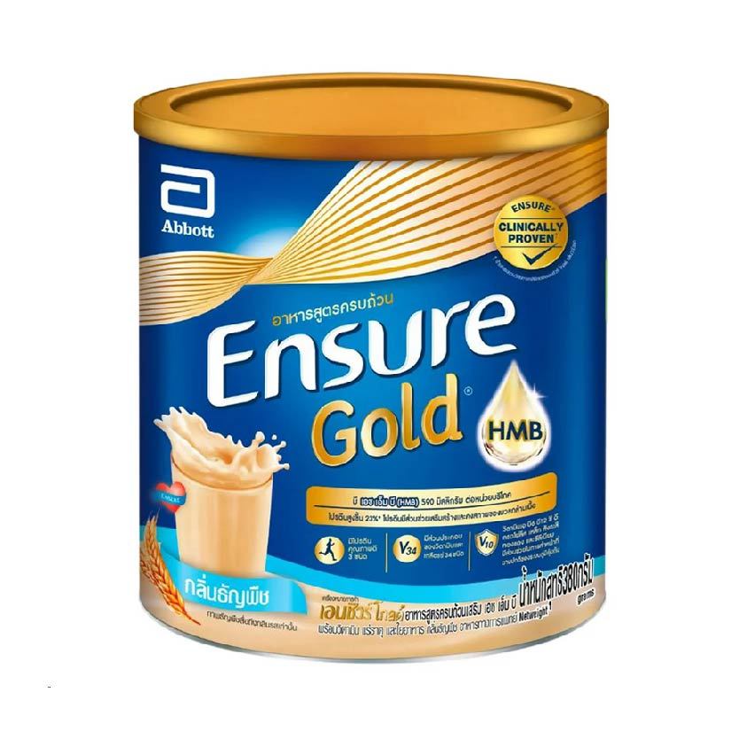 Ensure Gold 380 g เอนชัวร์ โกลด์ ผลิตภัณฑ์เสริมอาหาร สูตรหวานน้อย กลิ่นธัญพืช ชนิดผง 380 กรัม