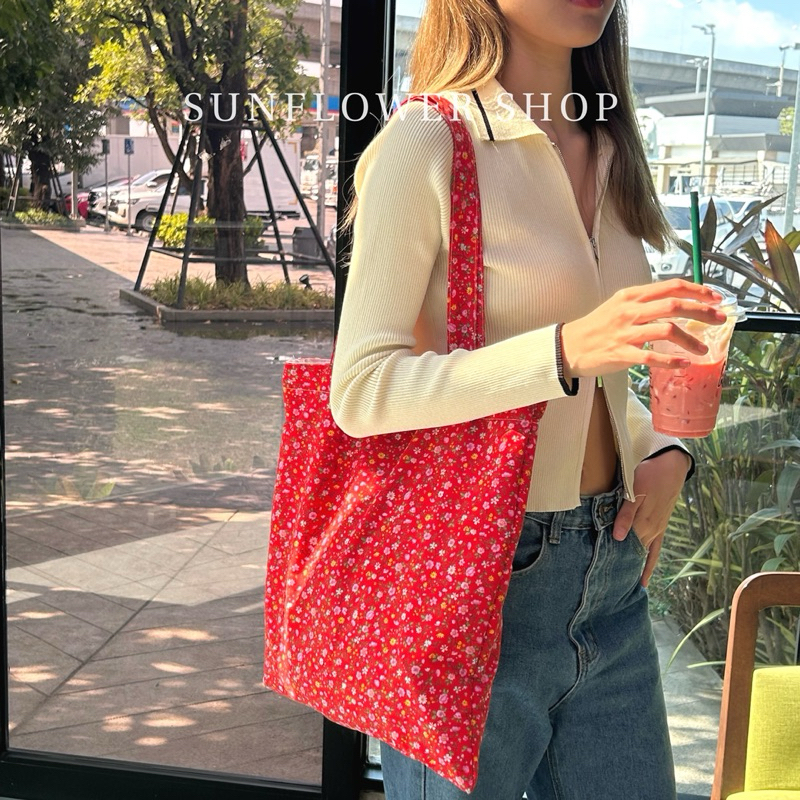 กระเป๋าผ้าราคาน่ารักลายดอกเล็ก SUNFLOWER SHOP