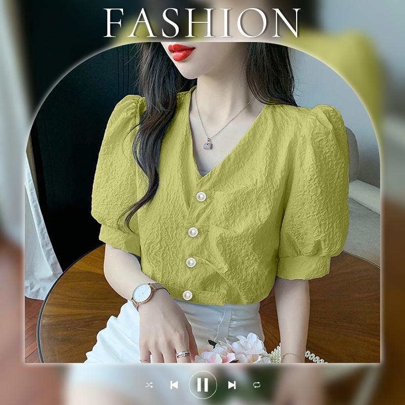 FBAShop ใหม่ล่าสุด 2024เสื้อเเฟชั่นผู้หญิง เเขนพองคอวีวัยรุ่น สีพาสเทลพาสใจ ทรงน่ารักใส่เที่ยวค่าเฟ่ก็ดี ใส่ถ่ายรูปก็เหม