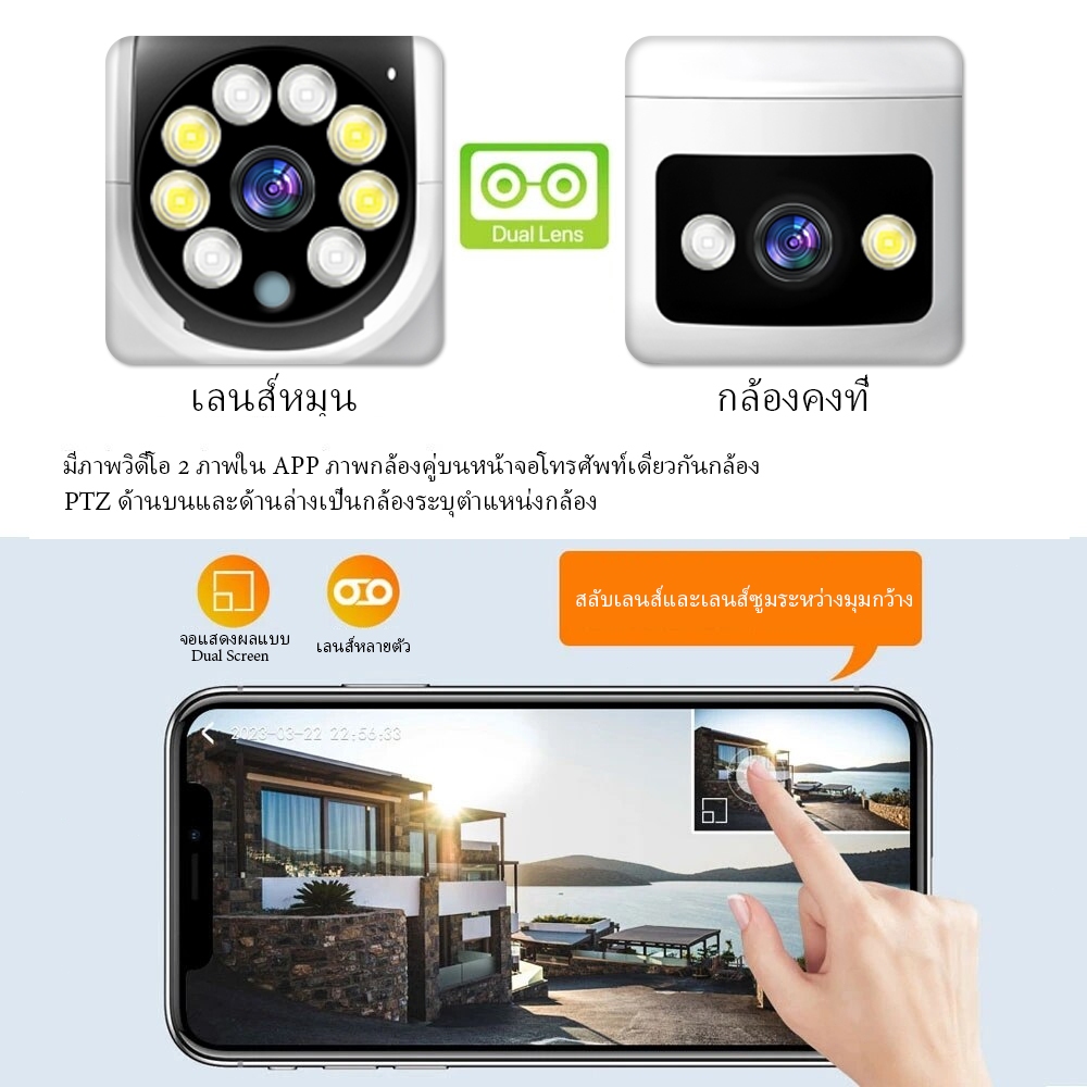 ICSEE เลนส์คู่ FHD 5MP ไร้สายกล้องวงจรปิด WiFi, กล้องในร่มเชื่อมต่อโทรศัพท์มือถือการควบคุมระยะไกล - รูปที่ 2