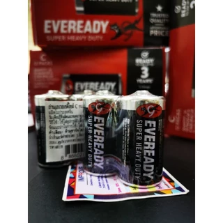 ถ่าน ตราแมว 9 ชีวิต ไซส์C (R14) 1.5V pack2 EVEREADY Super Heavy Duty Carbon Zinc ถ่าน แท้ประกันศูนย์-เอเวอร์เรดี้