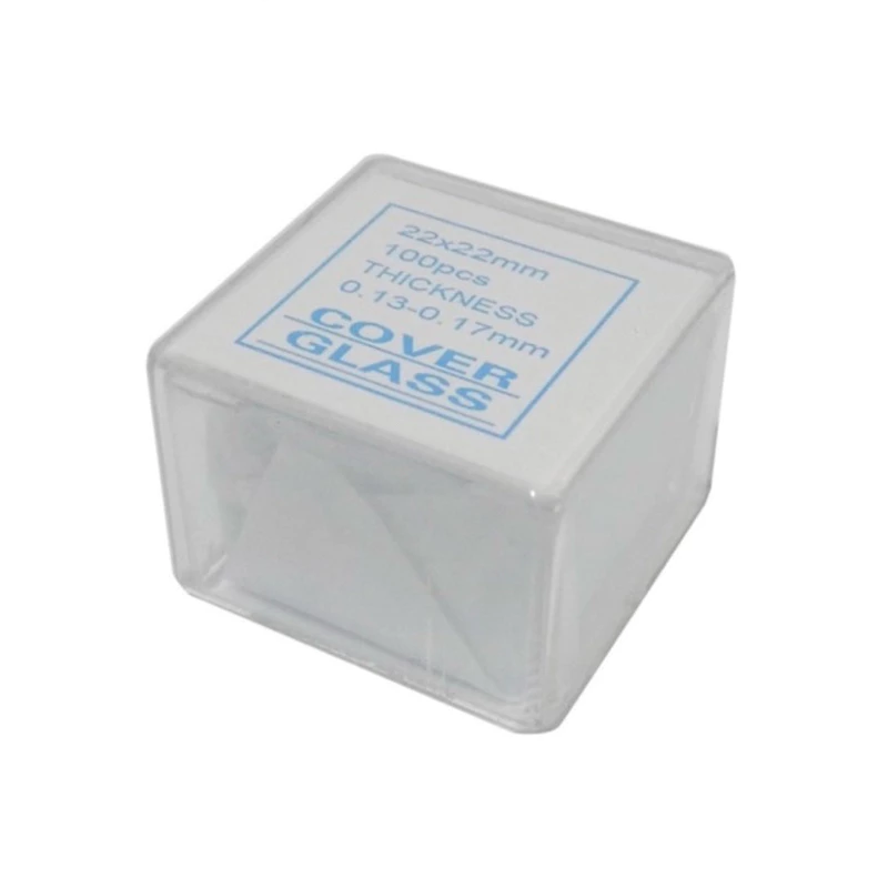 กระจกปิดสไลด์ 22x22 mm. (100 ชิ้น/กล่อง)