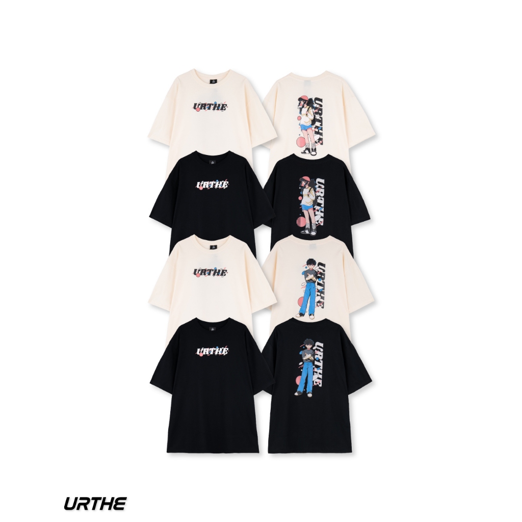 URTHE - เสื้อยืด เเขนสั้น สกรีนลาย รุ่น BOY POP GIRL POP