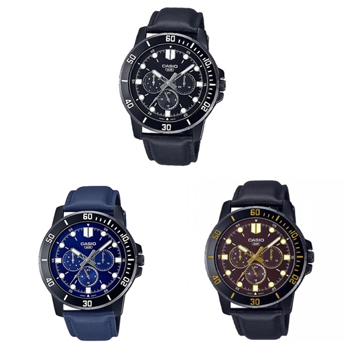CASIO นาฬิกาข้อมือผู้ชาย สายหนัง รุ่น MTP-VD300BL,MTP-VD300BL-1E,MTP-VD300BL-2E,MTP-VD300BL-5E