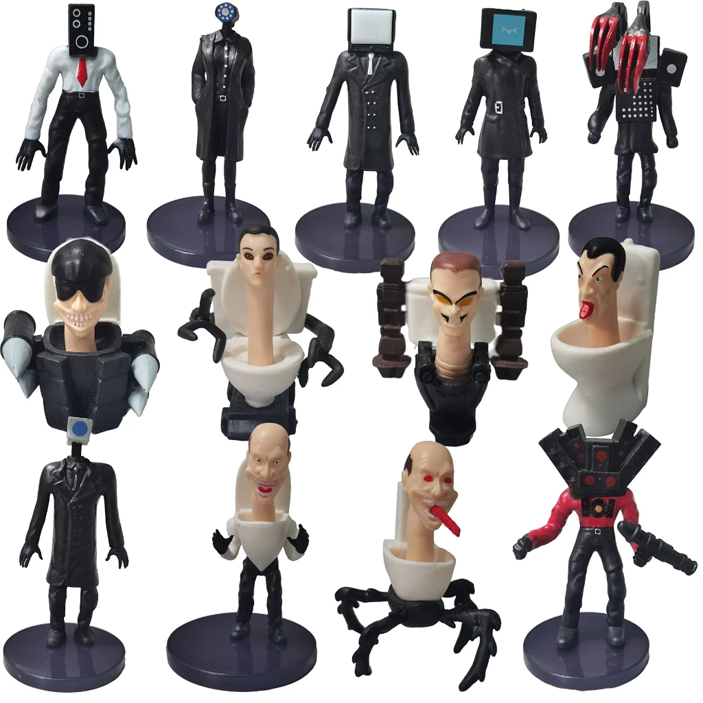 🔥ใหม่ พร้อมส่งในไทย ของเล่นโมเดลSkibidi Toilet Action Monitor Man 6-11.5cm ชุดละ5-16ชิ้น 6-13ชิ้น Cartoon Model MT