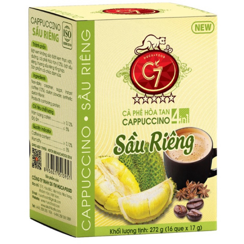 [Premium] C7 Cappuccino 4in1 (17กรัม*16ซอง) กาแฟทุเรียน กาแฟเวียดนาม ของแท้ 100%