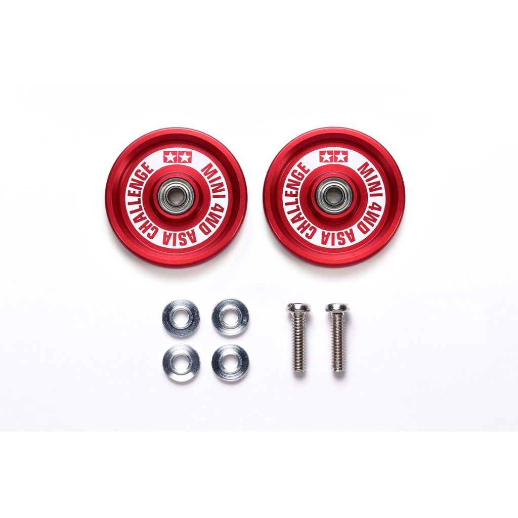 TAMIYA 95657 JR HG ALUM BALL-RACE ROLLERS 19Mm Ringless/Red Asia Chall. (TMAC2024)