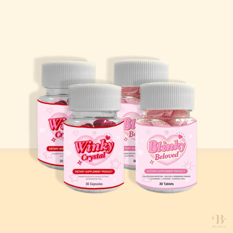 วิตามินผิว Winky Crystal & Blinky Beloved 2 เซต 4 กระปุก