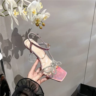 Lucent Fairy Mules รองเท้าทรงสวมส้นแก้วดีไซน์ปีกนางฟ้าพรีเมียม คอมพลีทลุคออกงาน ลุคดินเนอร์ สินค้าพร้อมส่ง P231
