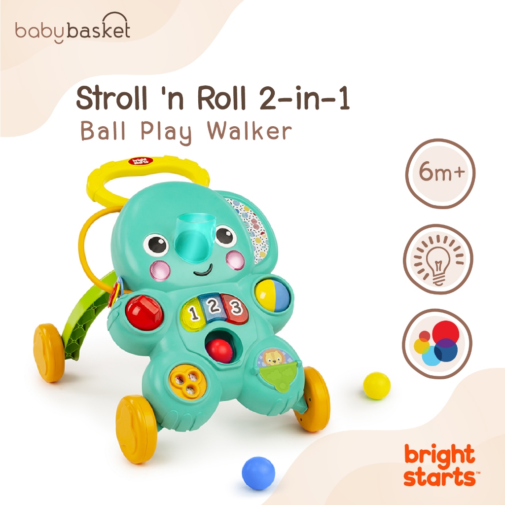 รถหัดเดินปล่อยบอล Stroll n Roll 2-in-1 ของเล่นเด็กจาก Bright Starts
