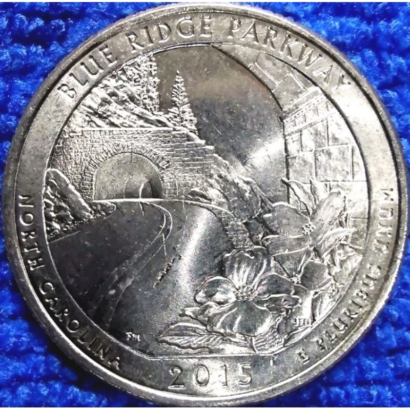 เหรียญ​ USA, ​ 0.25​USD, National Park Quarter, Blue Ridge Parkway, #4133T, ใช้แล้ว​
