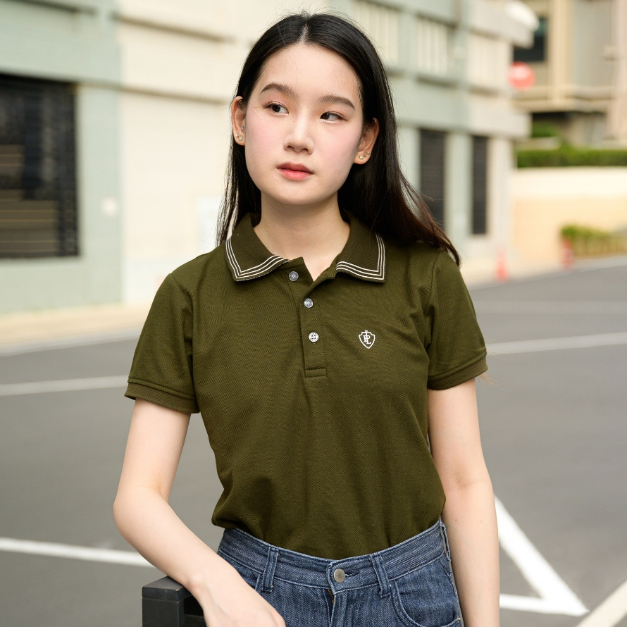 POLOLAND เสื้อโปโลผู้หญิง ทรงเข้ารูป รุ่น Lessi - สีเขียวขี้ม้า