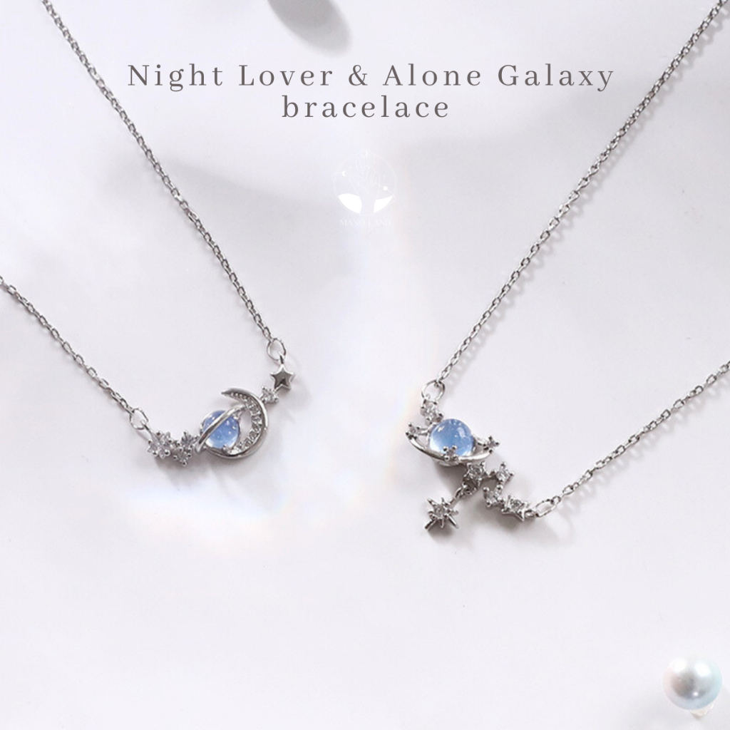 MNL💗Night lover & Alone Galaxy สร้อยคอจี้ พระจันทร์ดาว สำหรับคู่รัก ความหมายดี เครื่องประดับแฟชั่นเงินแท้ สไตล์มินิมอล