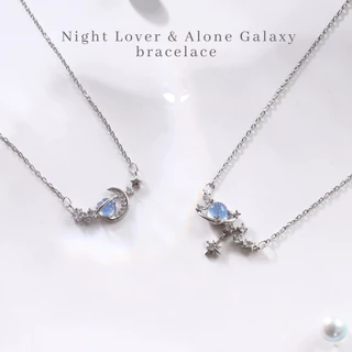 MNL💗Night lover & Alone Galaxy สร้อยคอจี้ พระจันทร์ดาว สำหรับคู่รัก ความหมายดี เครื่องประดับแฟชั่นเงินแท้ สไตล์มินิมอล