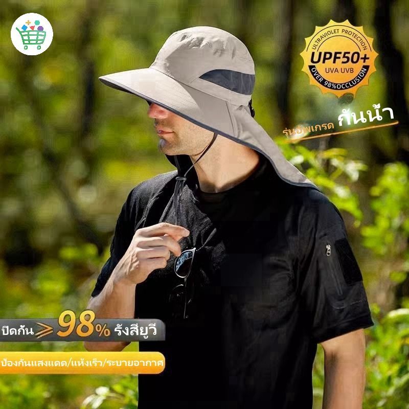 หมวก หมวกตกปลา หมวกกันแดดปีกกว้าง UPF50+ บังแดดได้ 360องศา ไม่อาบชิ้น ทรงปีกรอบ สำหรับใส่ทำงาน อยู่กลางแจ้ง เดินป่า - รูปที่ 3