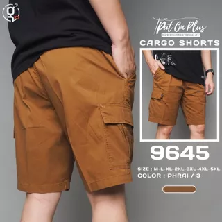 GOODWIN - 9645 CARGO SHORTS กางเกงขาสั้น ผู้ชาย เอวยืด คาร์โก้ ผ้าคอตต้อน สีพื้น