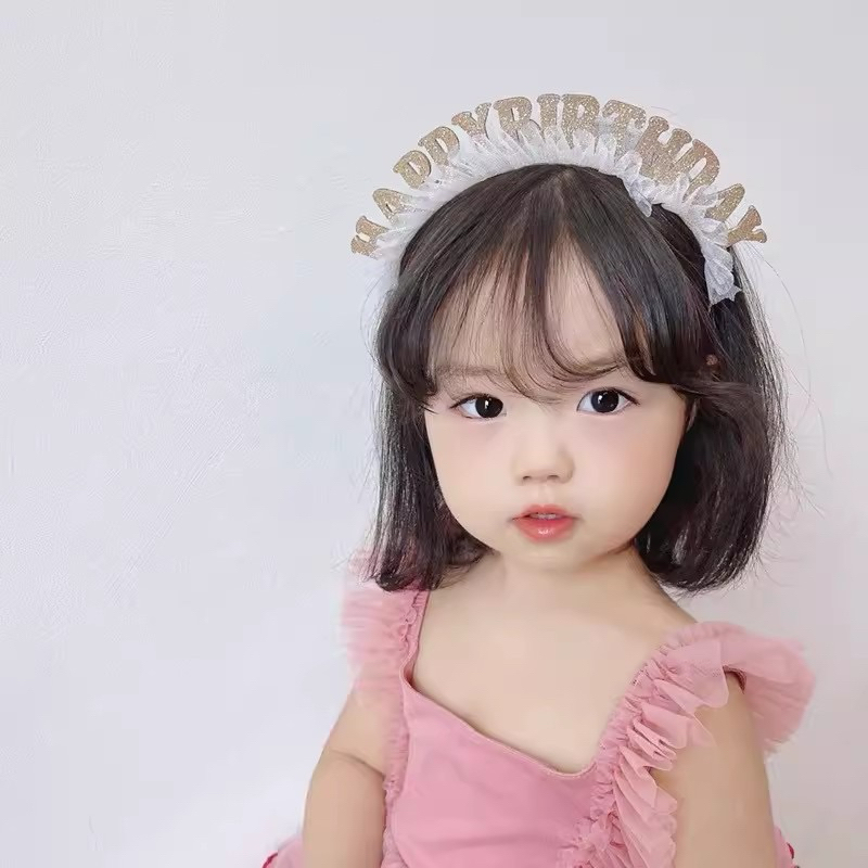 [พร้อมส่ง] ที่คาดผมวันเกิด คาดผมHappy Birthday คาดผมน่ารัก ตกแต่งระบายน่ารัก