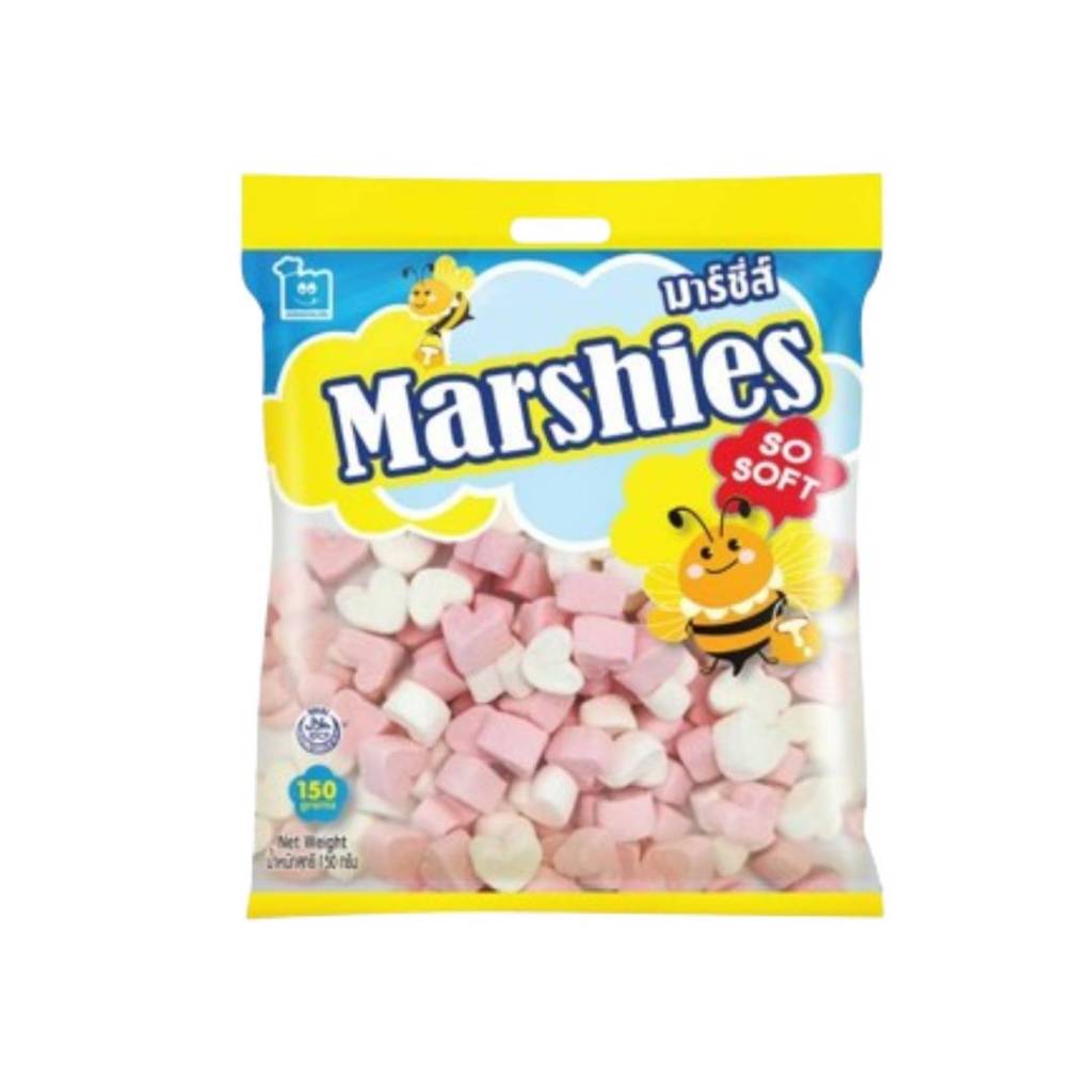 มาร์ชี่ส์ มาร์ชเมลโล่หัวใจขาวชมพู กลิ่นวานิลลา 150g. หยกออนไลน์