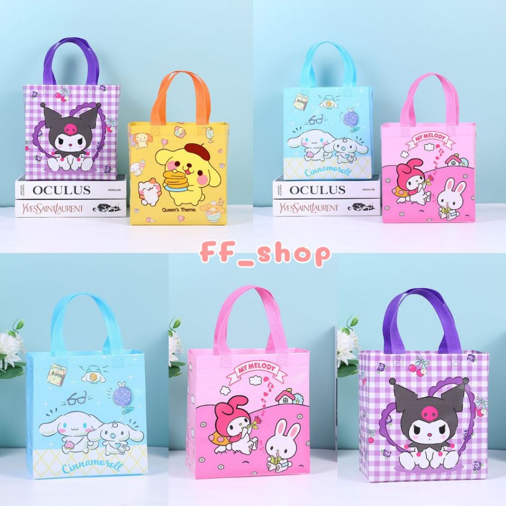 🛒FF.shop🛒 ถุงหิ้ว กระเป๋าถือช้อปปิ้ง ผ้าสปันบอนด์ ลายการ์ตูนน่ารักๆ พร้อมส่ง #BAG027