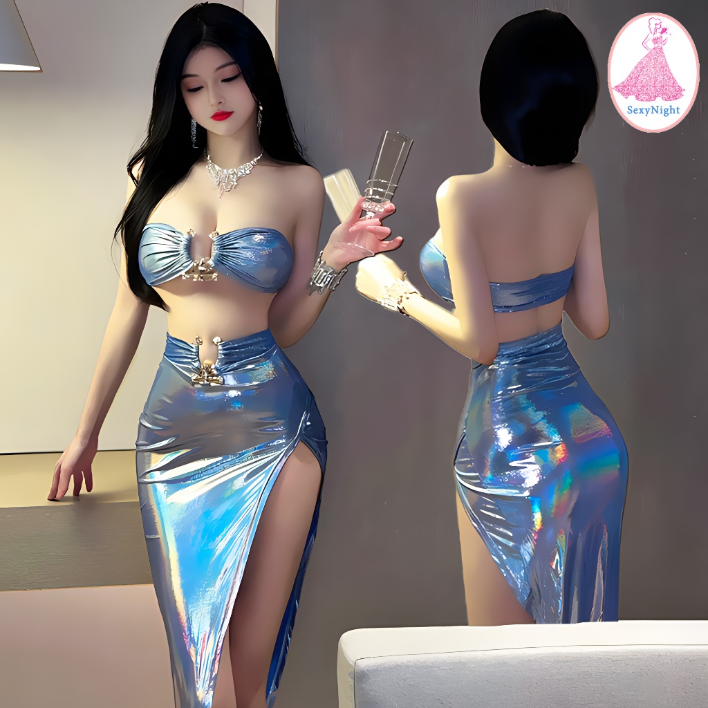SexyNight ชุด เที่ยว กลางคืน เซ๊กซี่ แวววาว ไนท์คลับ ชุดยั่วเย็ด กรีดสูง ราคาถูก พร้อมส่งจากไทย（H9253）