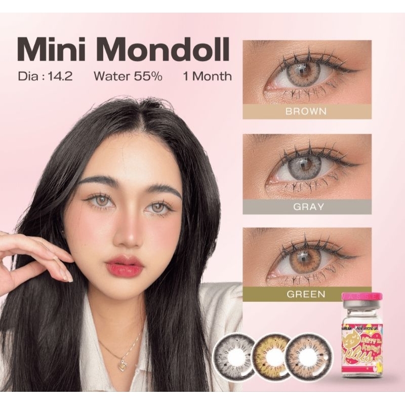คอนแทคเลนส์ สีชัด ฝอ. รุ่น Mini Mondoll สีเทา/ตาล Gray/Brown มีค่าสายตา (0.00)-(-6.00)