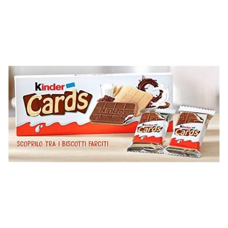 ferrero Kinder cards 128 g.  เวเฟอร์คินเดอร์ สอดไส้ครรมโกโก้ นำเข้าจาก เยอรมัน🇩🇪