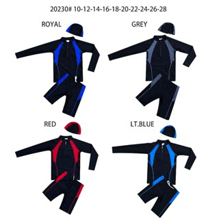 รุ่น20230ชุดว่ายน้ำเด็ก ชุด 2 ชิ้น ชุดว่ายน้ำแขนยาวขาสั้น สี…