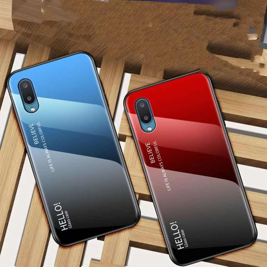 ตรงรุ่น Case A02 เคสกระจก For Samsung A02 M02เคสกระจกสองสี ซัมซุง A02 M02 กันกระแทก ขอบนิ่ม