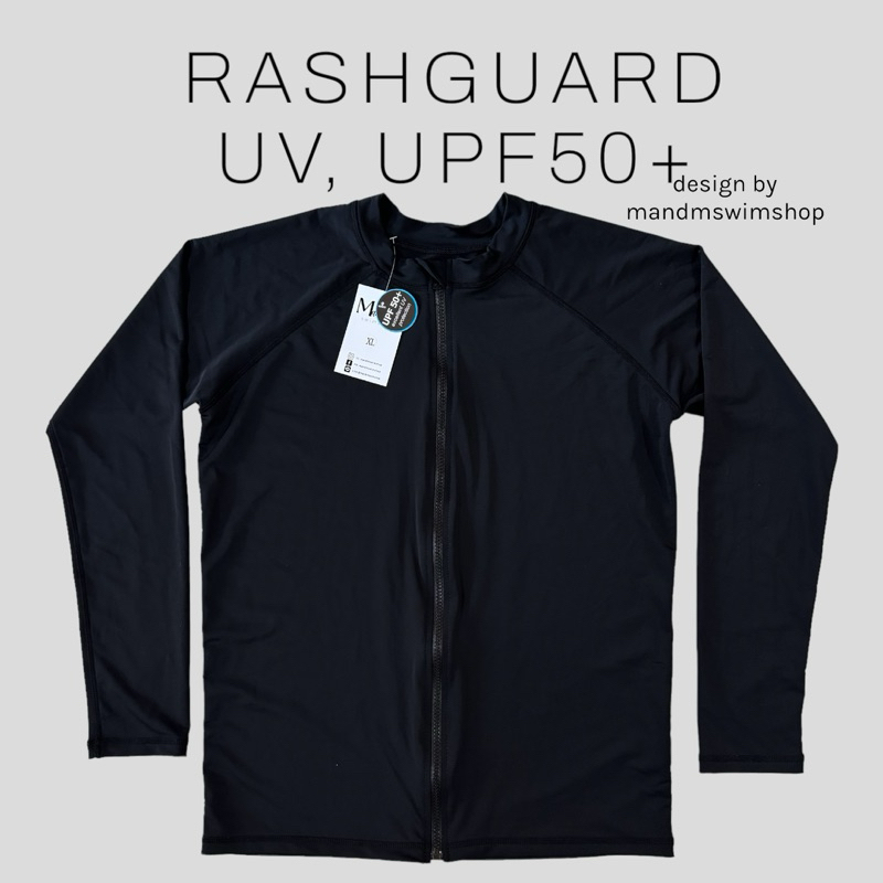 Zip Rash guard for Men เสื้อว่ายน้ำผู้ชายแขนยาวซิปหน้ายาว ชุดว่ายน้ำผู้ชายซิปหน้ายาว ใส่คู่กับ กางเกง สีดำ กันยูวี UV